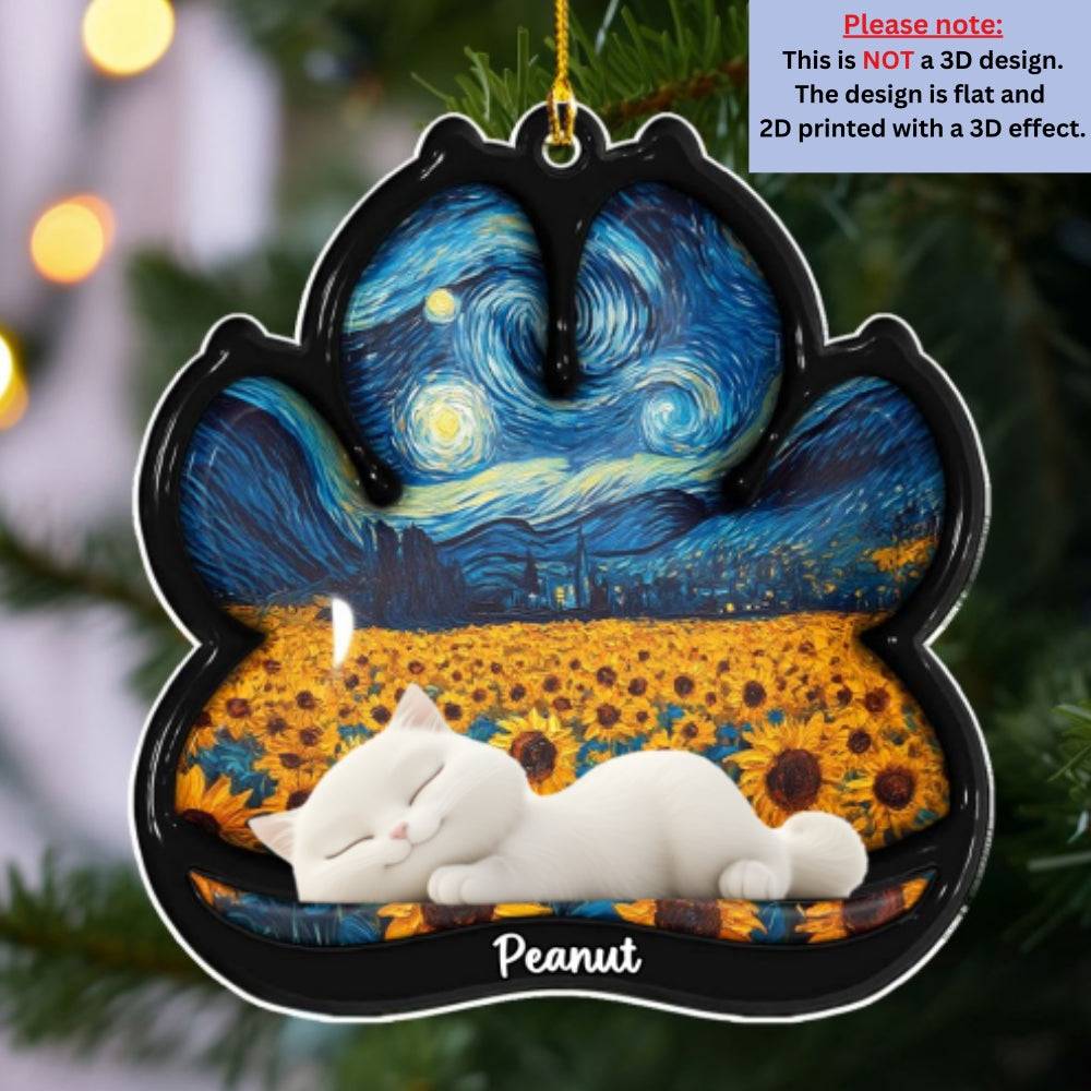 Lay Here With Cat - Personalized Custom 3D Effect Acrylic Ornament