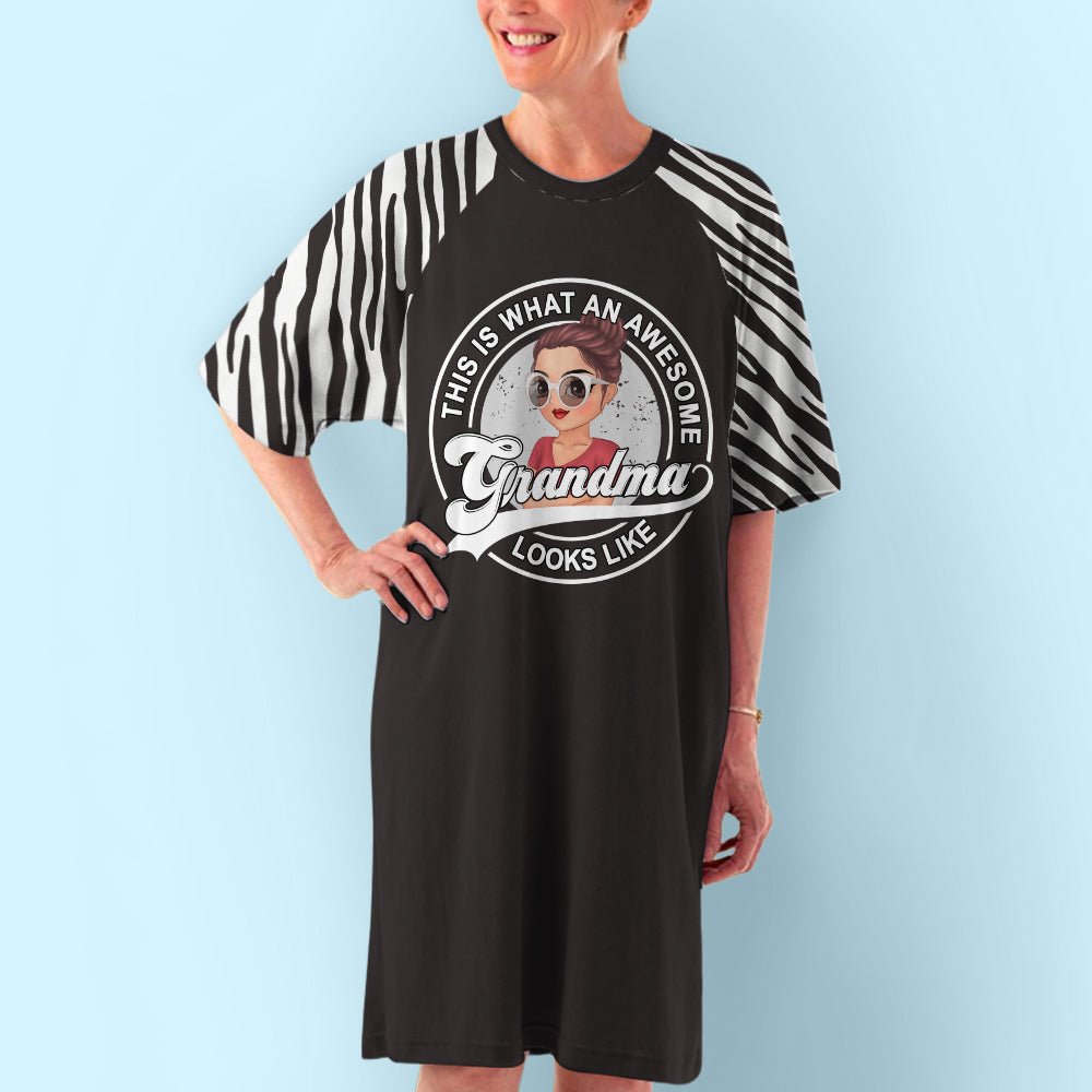 Awesome Grandma Looks Like - Personalized Custom 3/4 Sleeve Dress