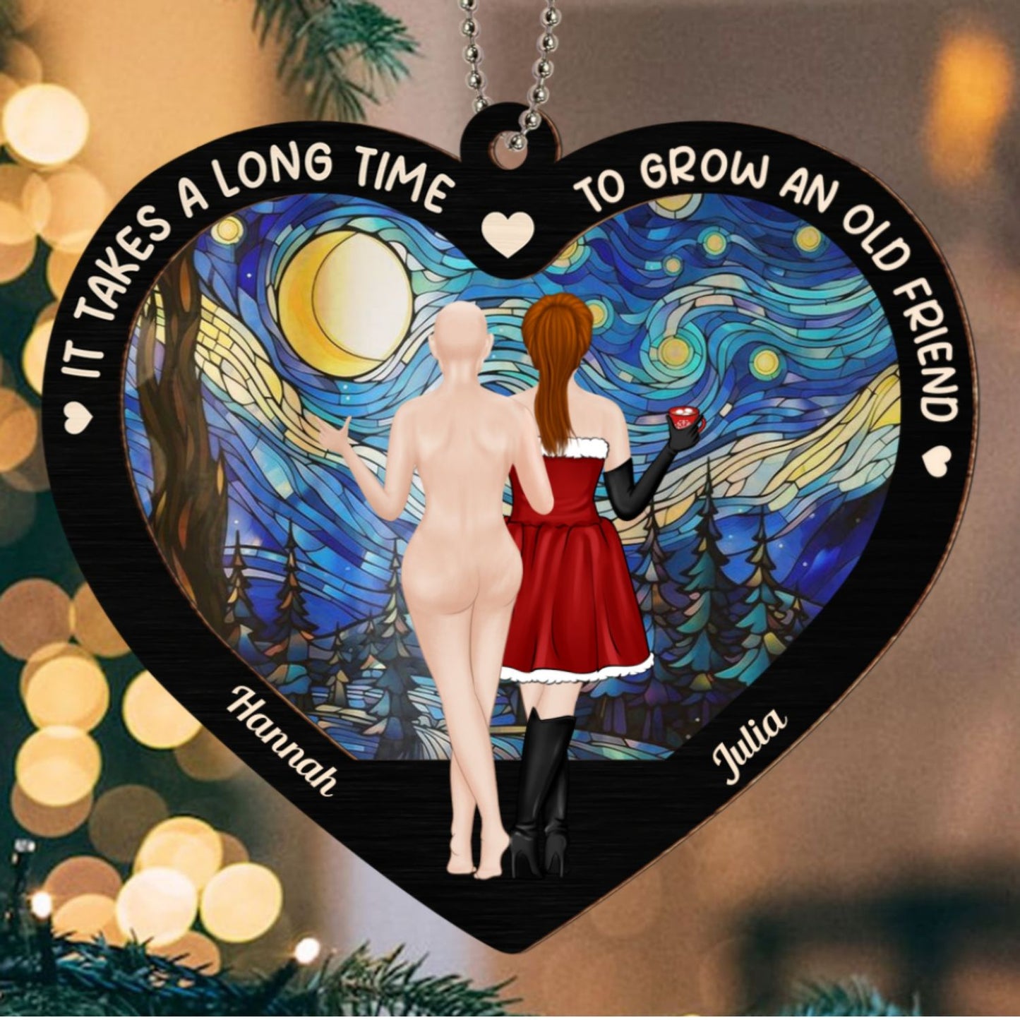 Old Friends Take Time To Grow - Personalized Custom Suncatcher Ornament