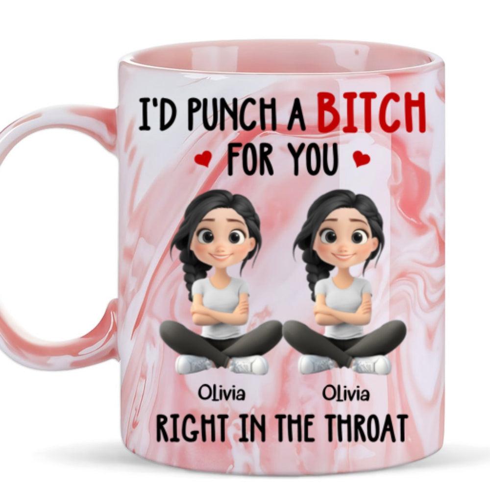 Besties Forever Together - Personalized Custom Pink Marble Mug