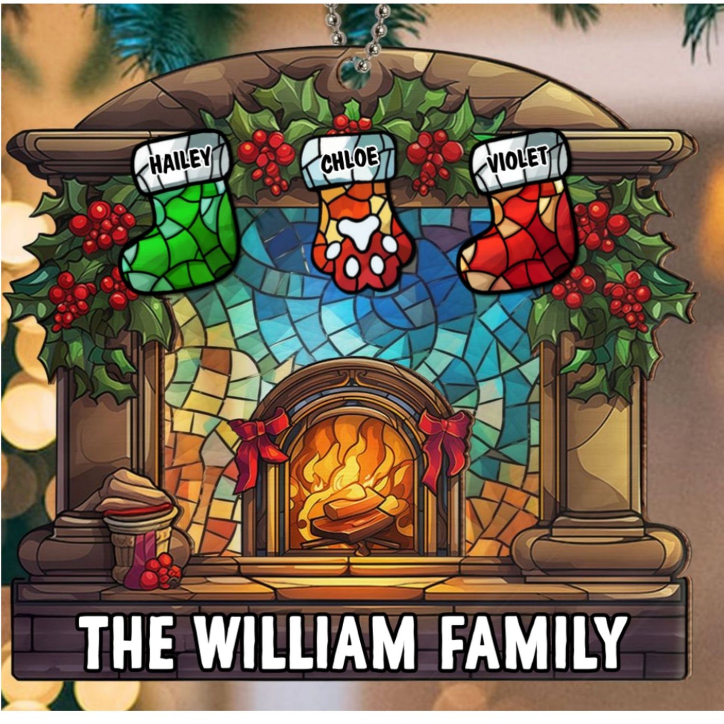 Warm Stockings - Personalized Custom Suncatcher Ornament