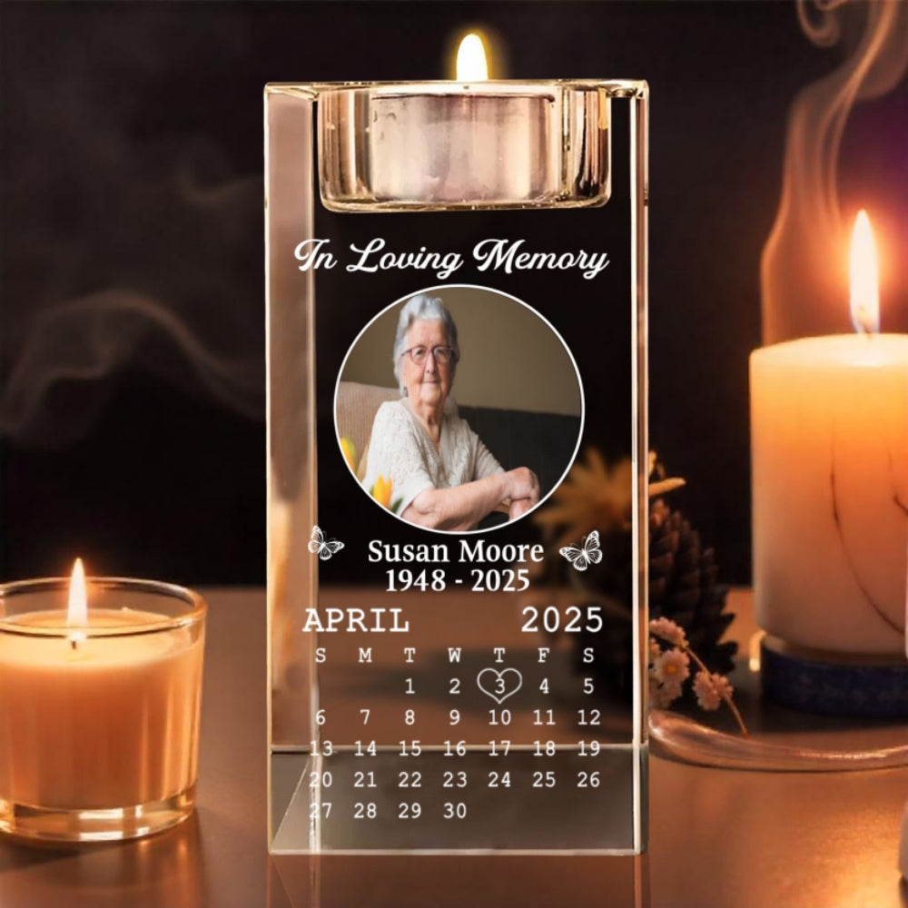 In My Memory - Personalized Custom Crystal Candle Holder