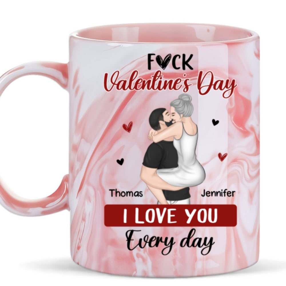 I Love You Every Day - Personalized Custom Pink Marble Mug