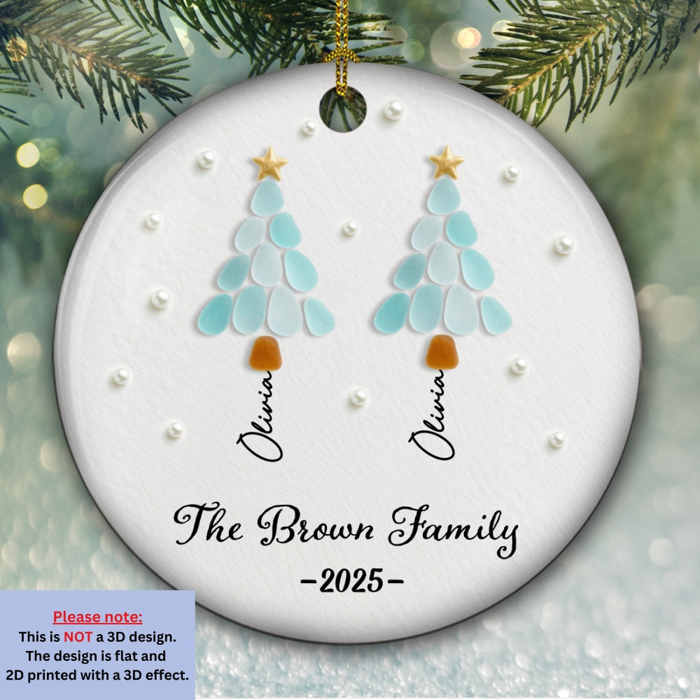 Family Fir Trees - Personalized Custom 3D Effect Ceramic Ornament