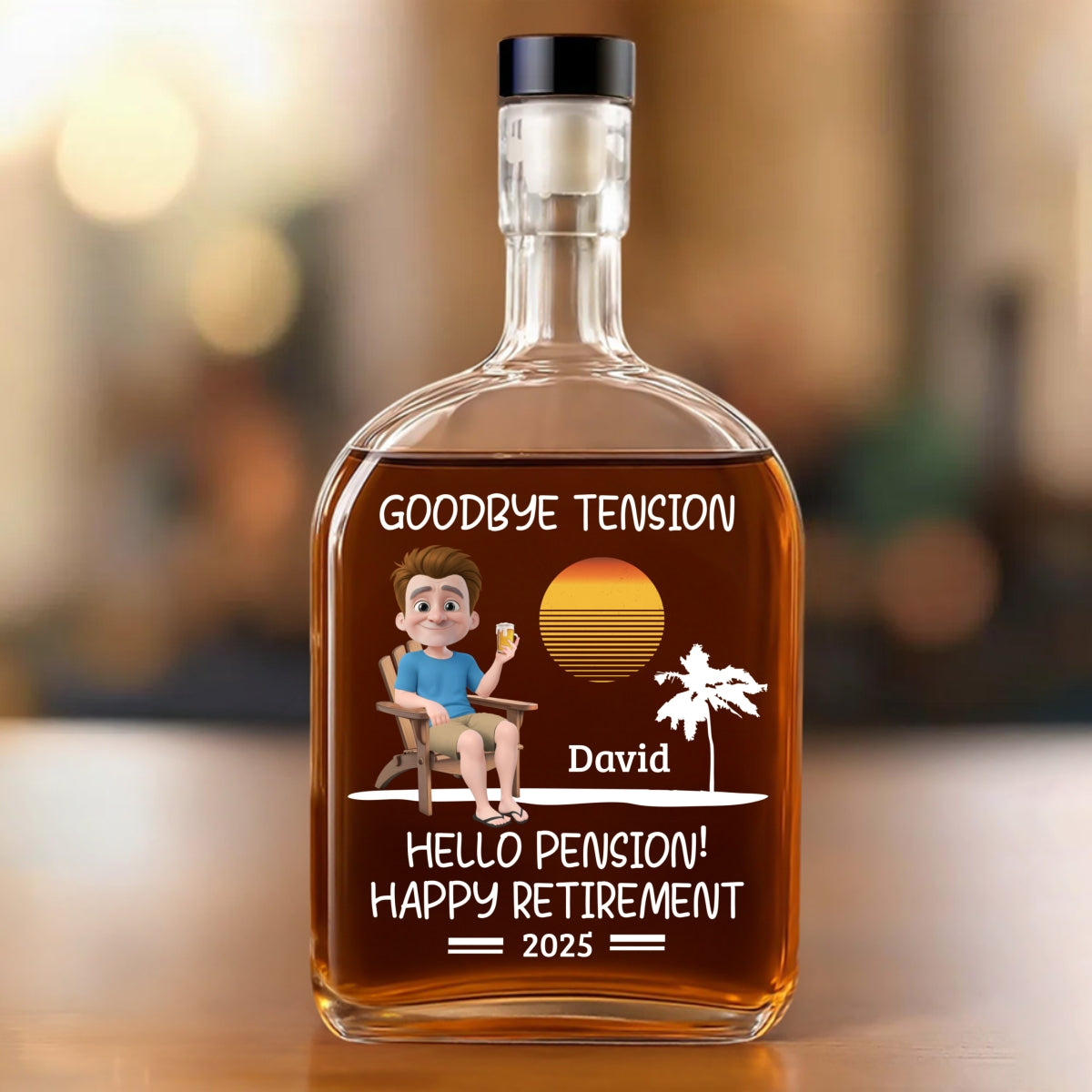 Goodbye Office Hello Freedom - Personalized Custom Spirits Decanter