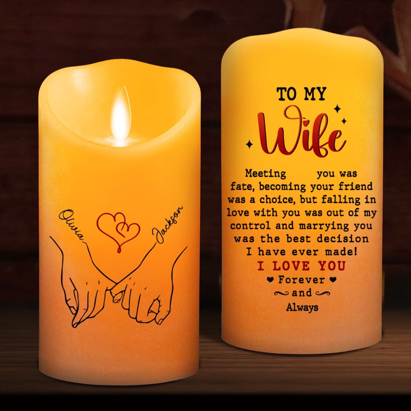To My Wife I Love You Forever And Always - Personalized Custom LED Candle