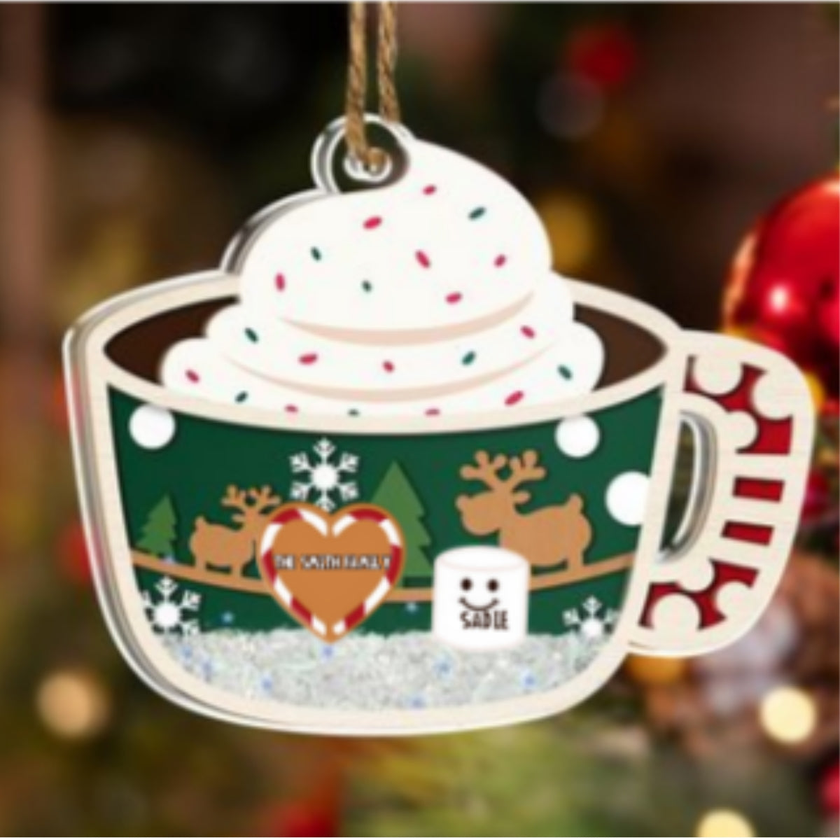 Family Merry Christmas - Personalized Custom Acrylic Shaker Ornament