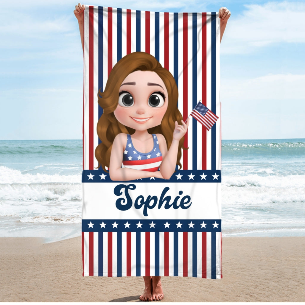 Girl Loves Beach - Personalized Custom Beach Towel
