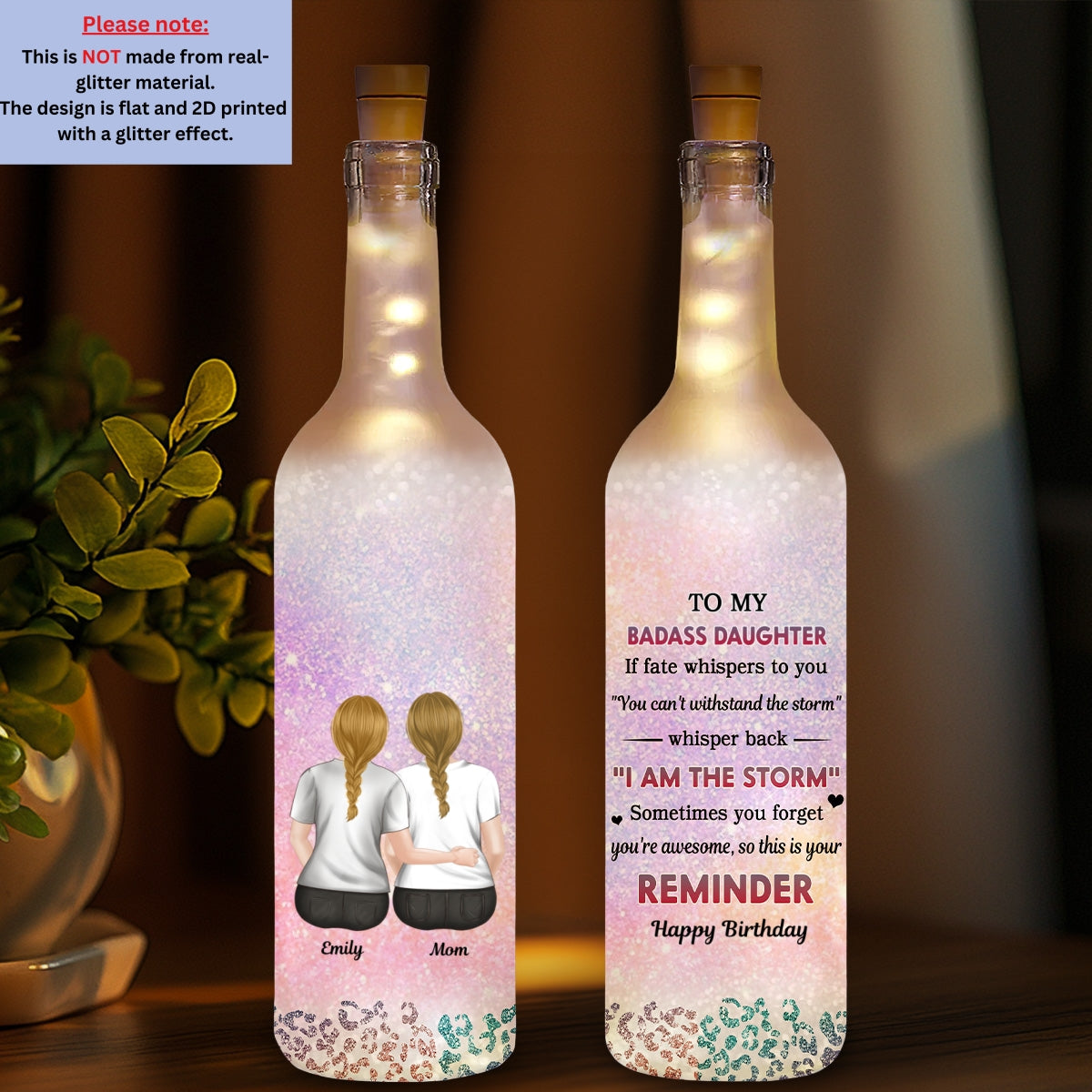 From Mom To Badass Daughter - Personalized Custom Bottle Lamp