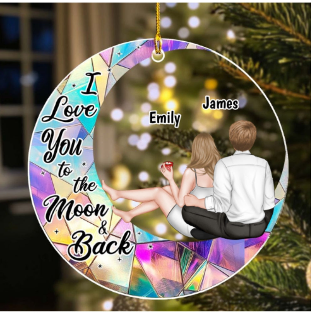 To The Moon And Back - Personalized Custom Acrylic Ornament