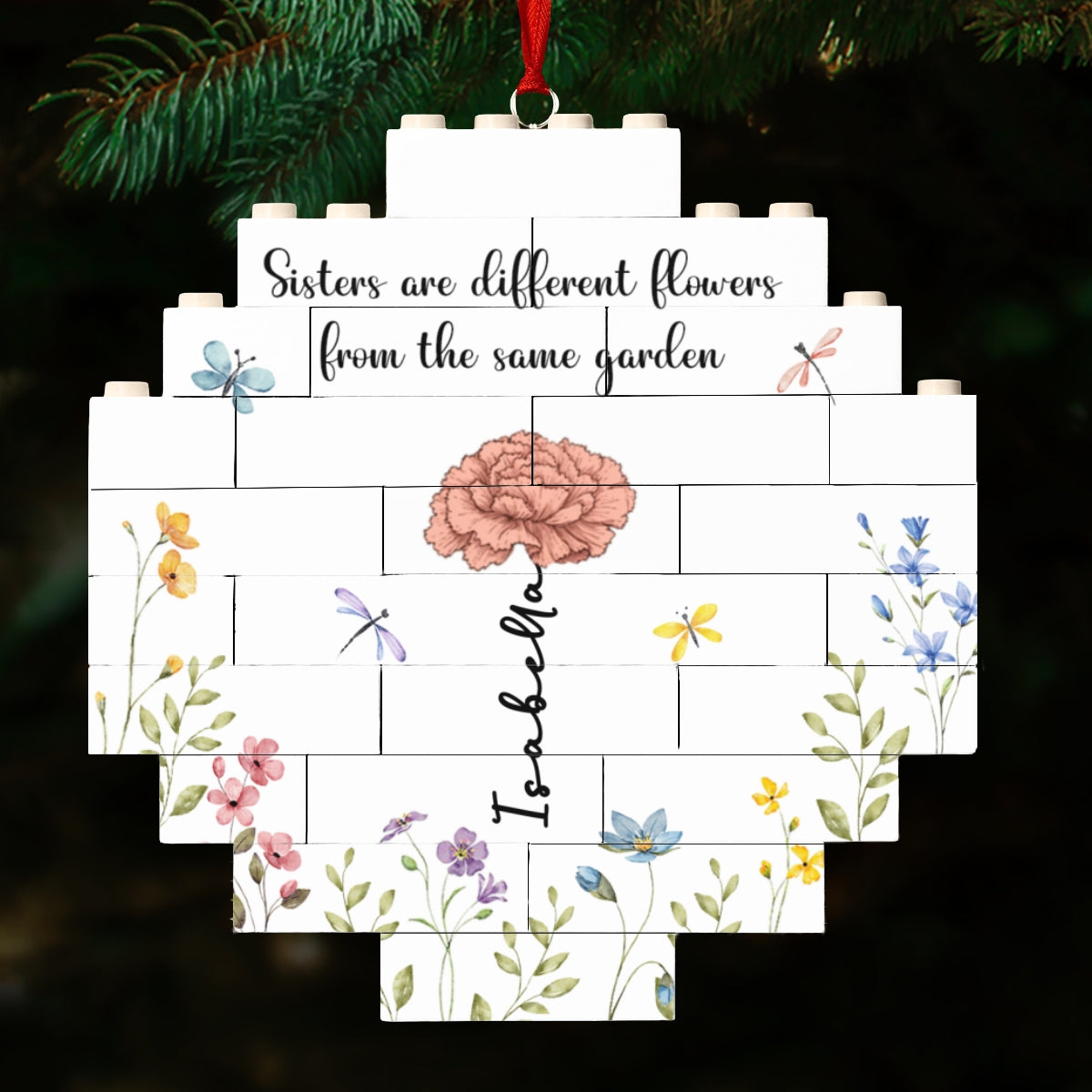 Lovely Flowers - Personalized Custom Puzzle Ornament