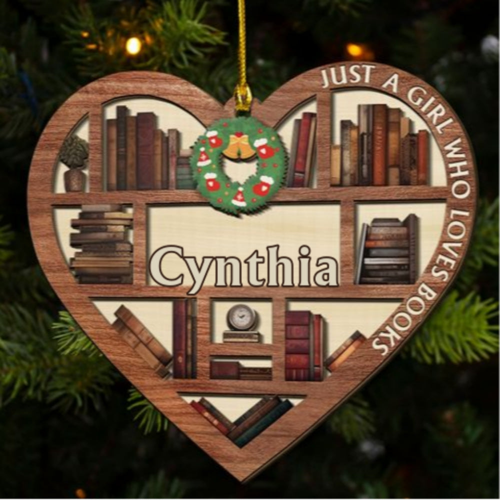 Just A Girl Who Loves Books - Personalized Custom 2-layered Wood Ornament