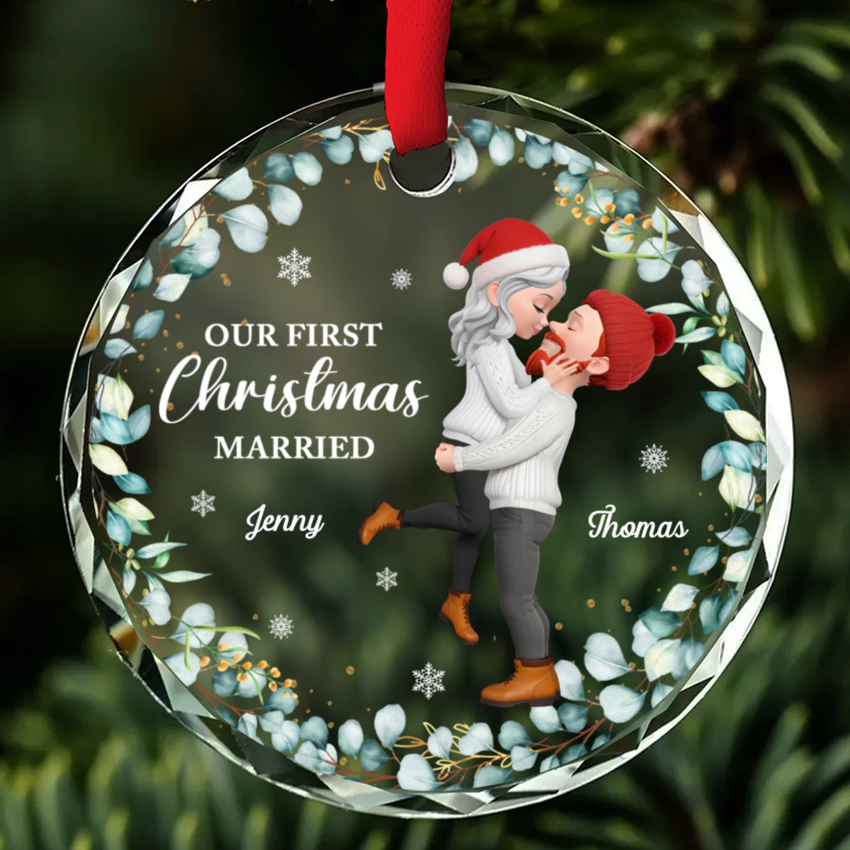 First Christmas Of Us - Personalized Custom Glass Ornament