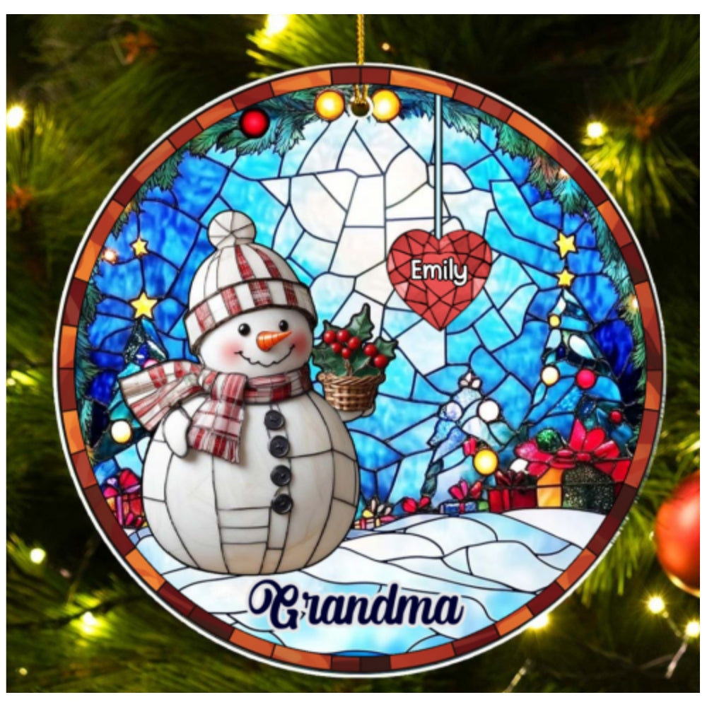 Snowman Grandma - Personalized Custom Acrylic Ornament