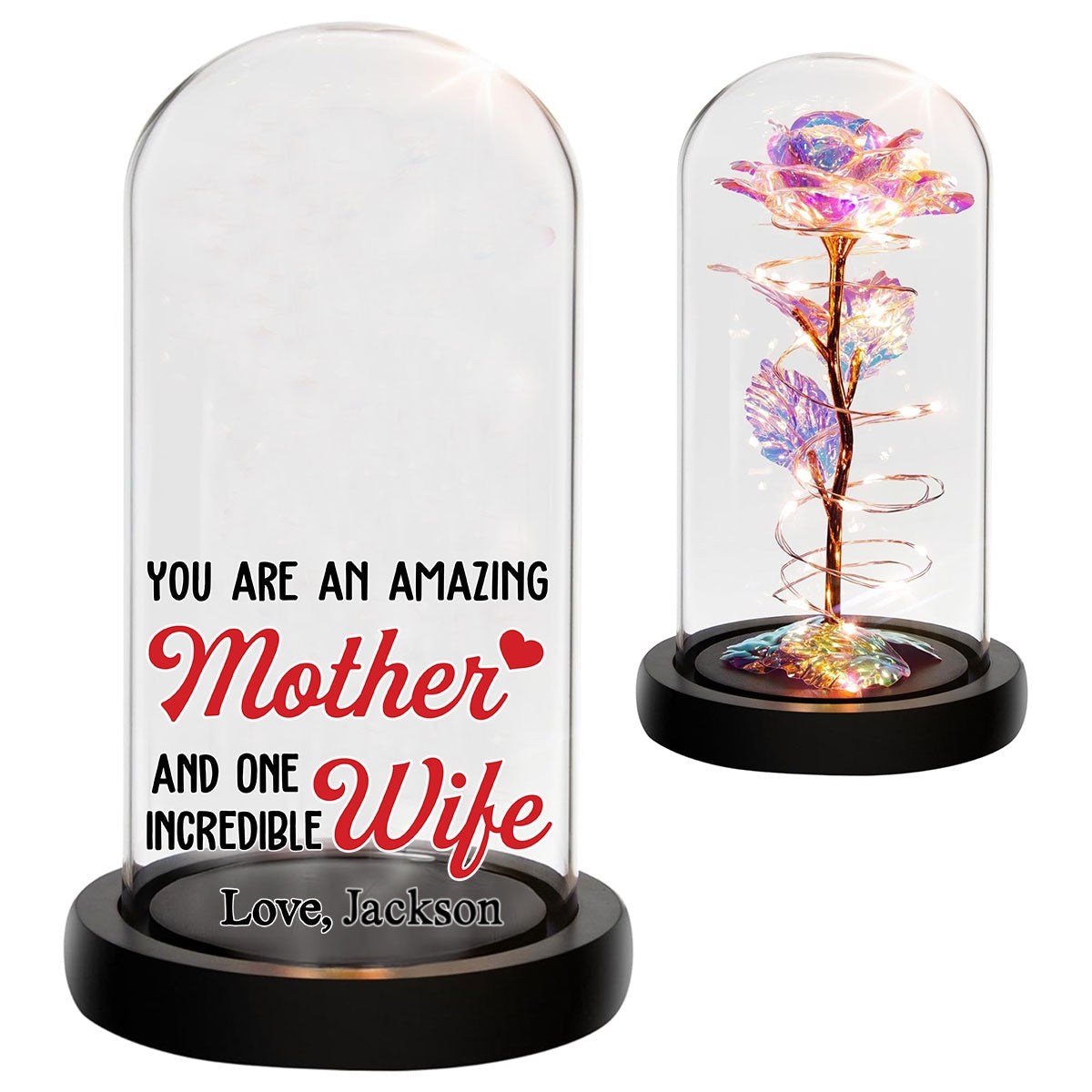 Amazing Mother - Personalized Custom Sparkly Rose