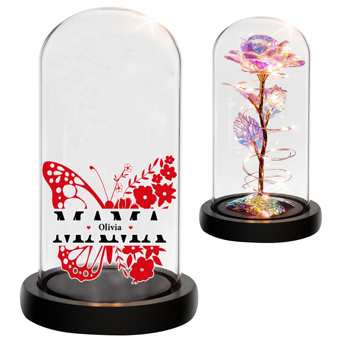 Best Mom - Personalized Custom Sparkly Rose