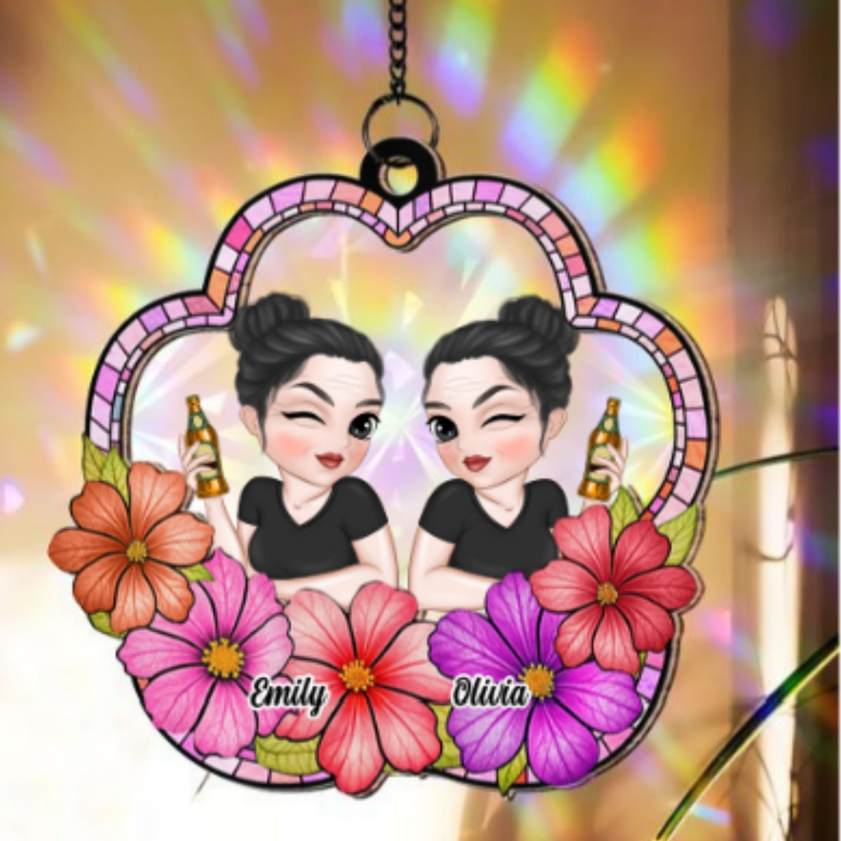 Friend Like Flowers - Personalized Custom Rainbow Suncatcher