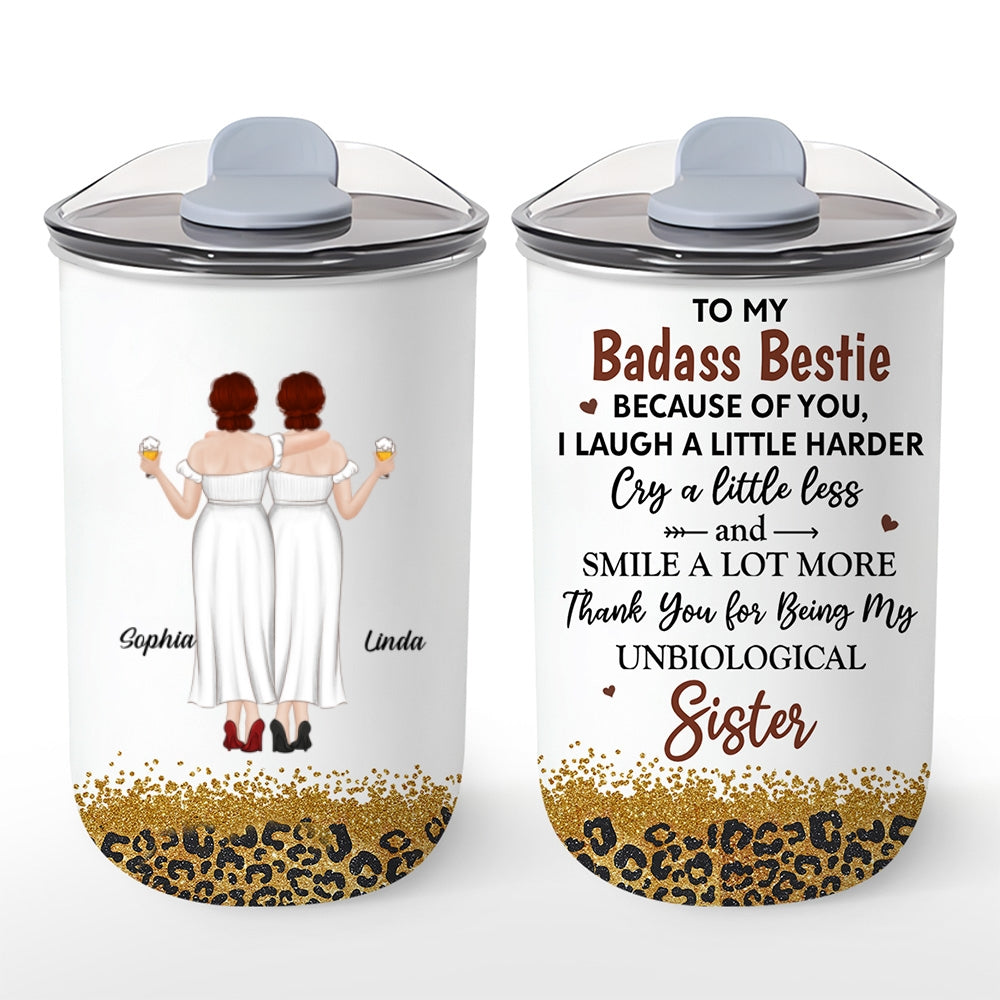 Because Of You I Laugh A Little Harder - Personalized Custom 10oz Tumbler