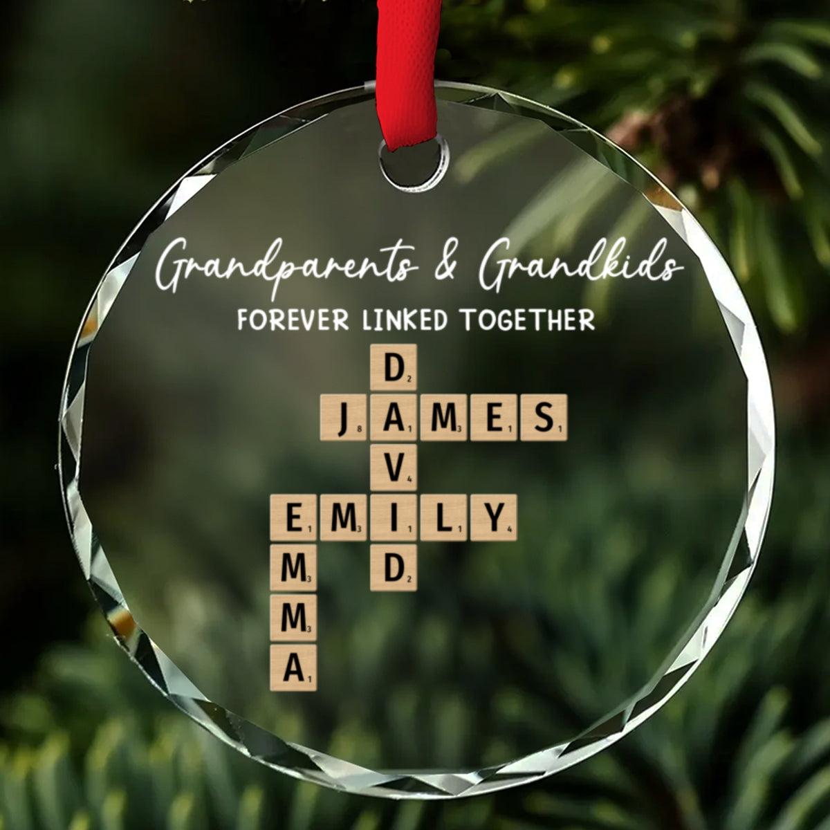 Grandparents With Grandkids Love Lasts Forever - Personalized Custom Glass Ornament