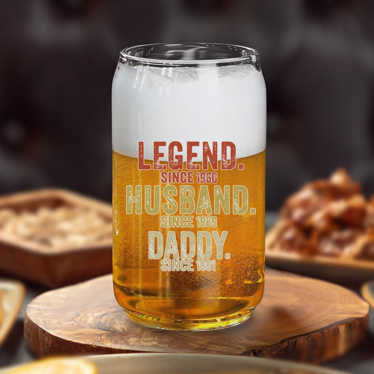 Legend Husband Dad Papa - Personalized Custom Beer Can Glass