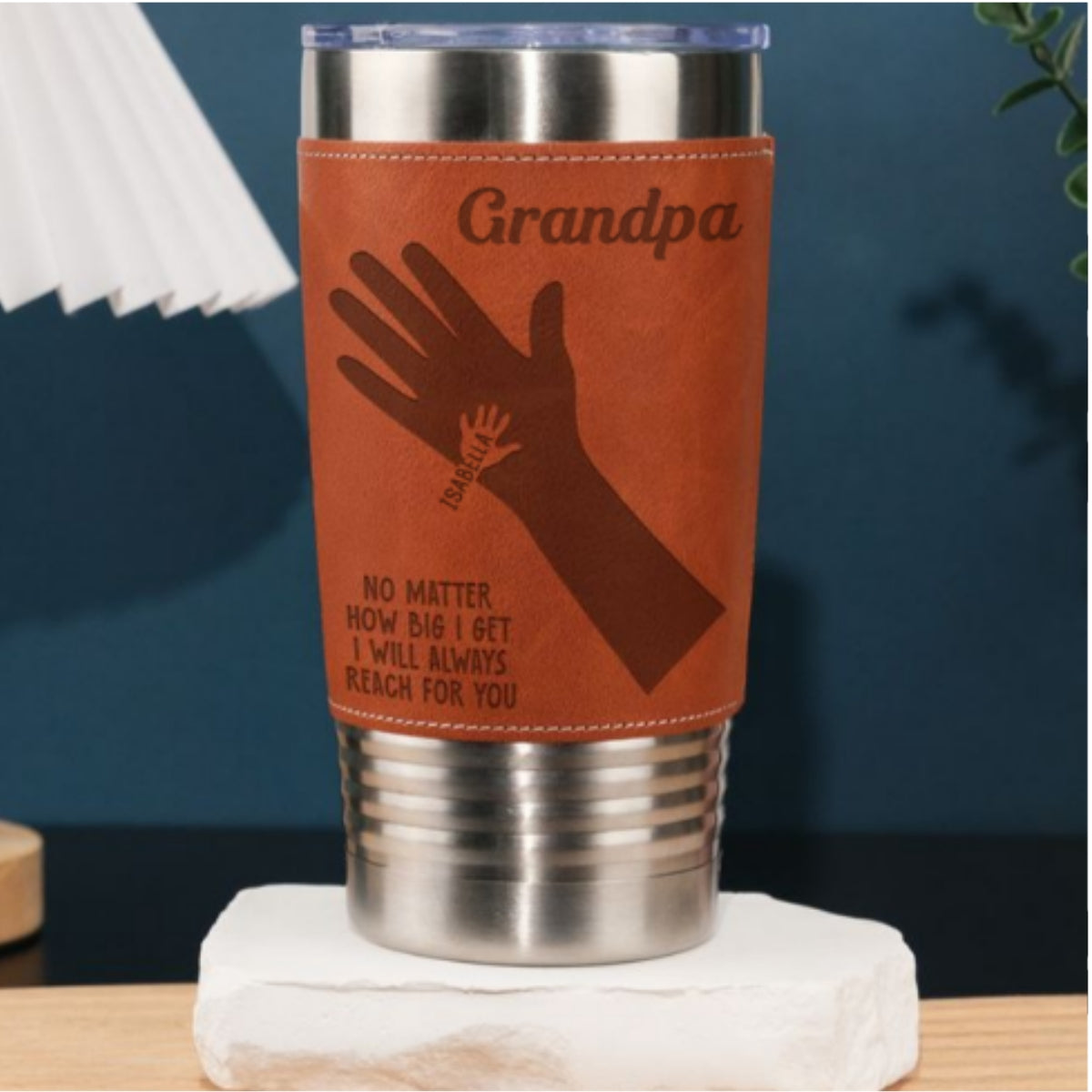 We Hold Our Hands Together And Forever - Personalized Custom Engraved Leather Tumbler
