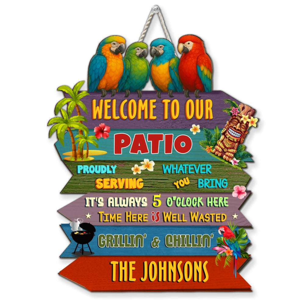 Welcome To Our Patio - Personalized Custom Wood Sign