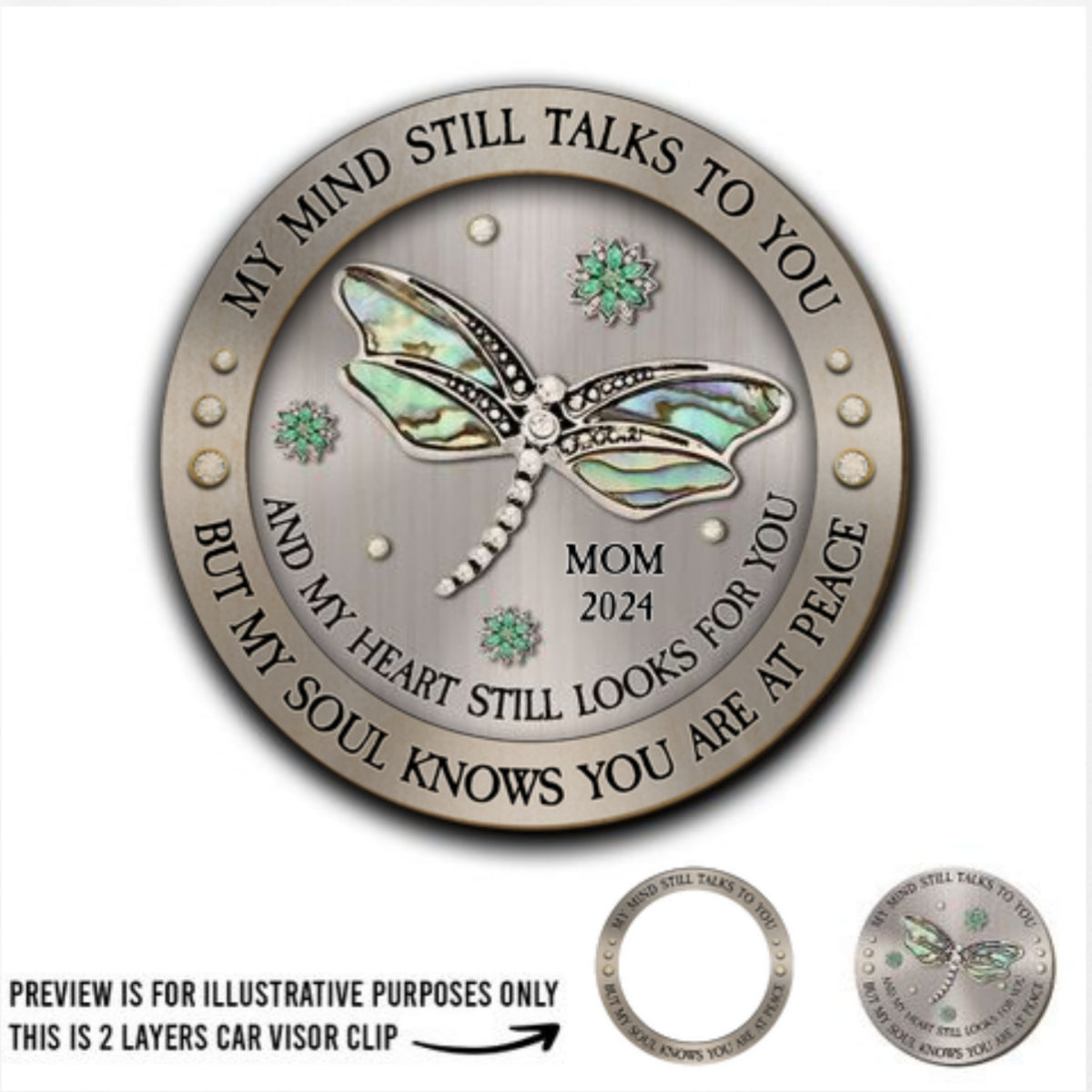 Dragonfly My Mind My Heart My Soul - Personalized Custom Car Visor Clip