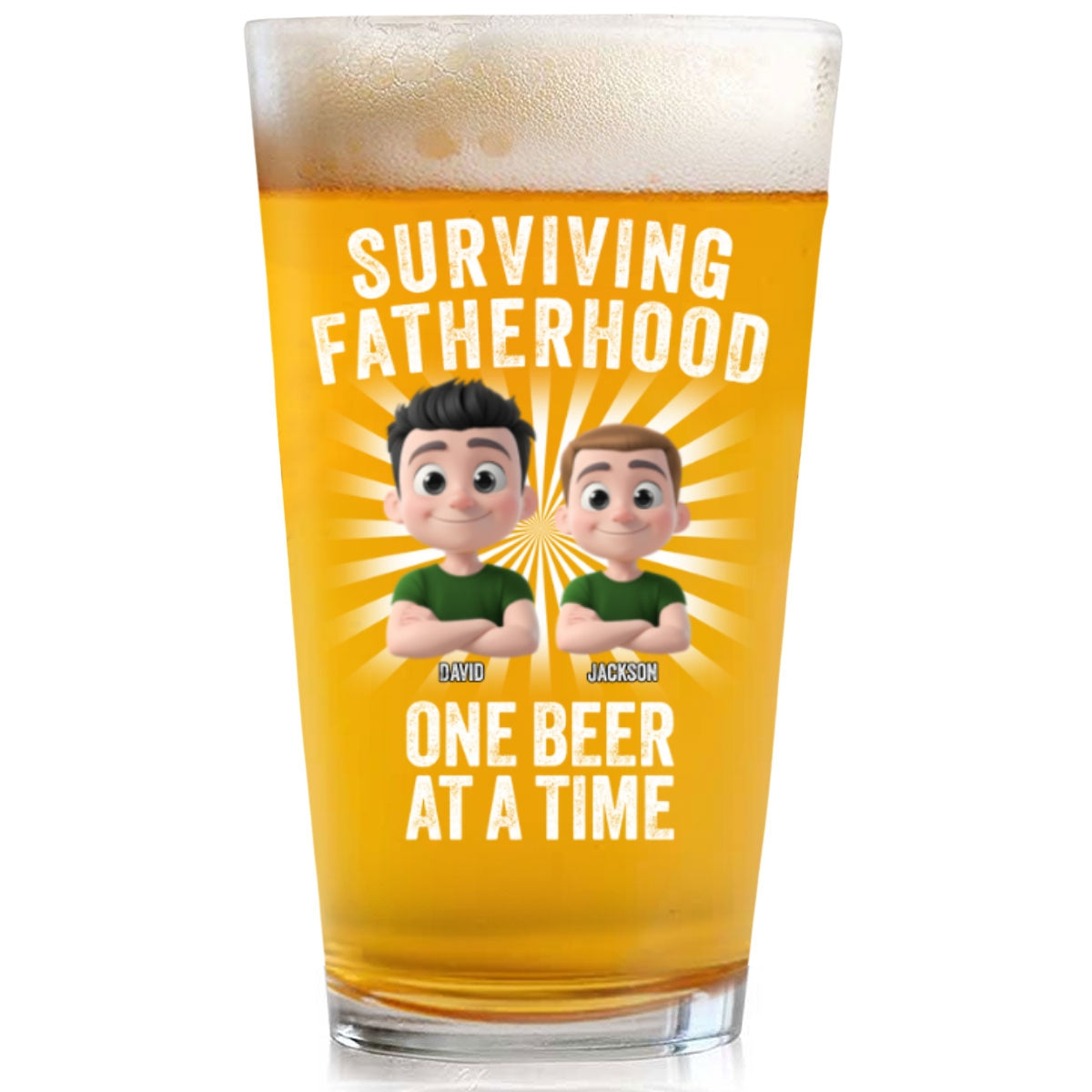 Surviving Fatherhood - Personalized Custom Beer Glass