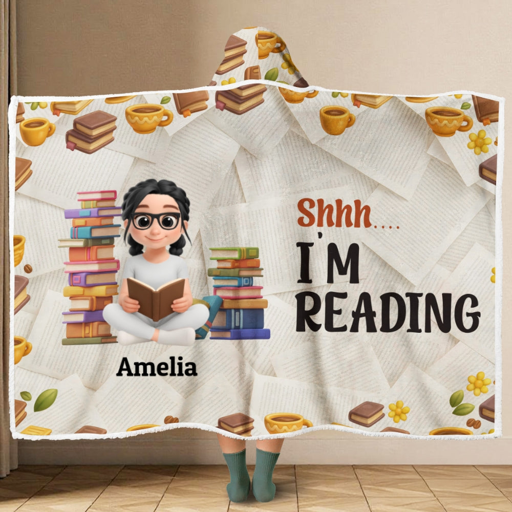 Book Lover Reading - Personalized Custom Hooded Blanket