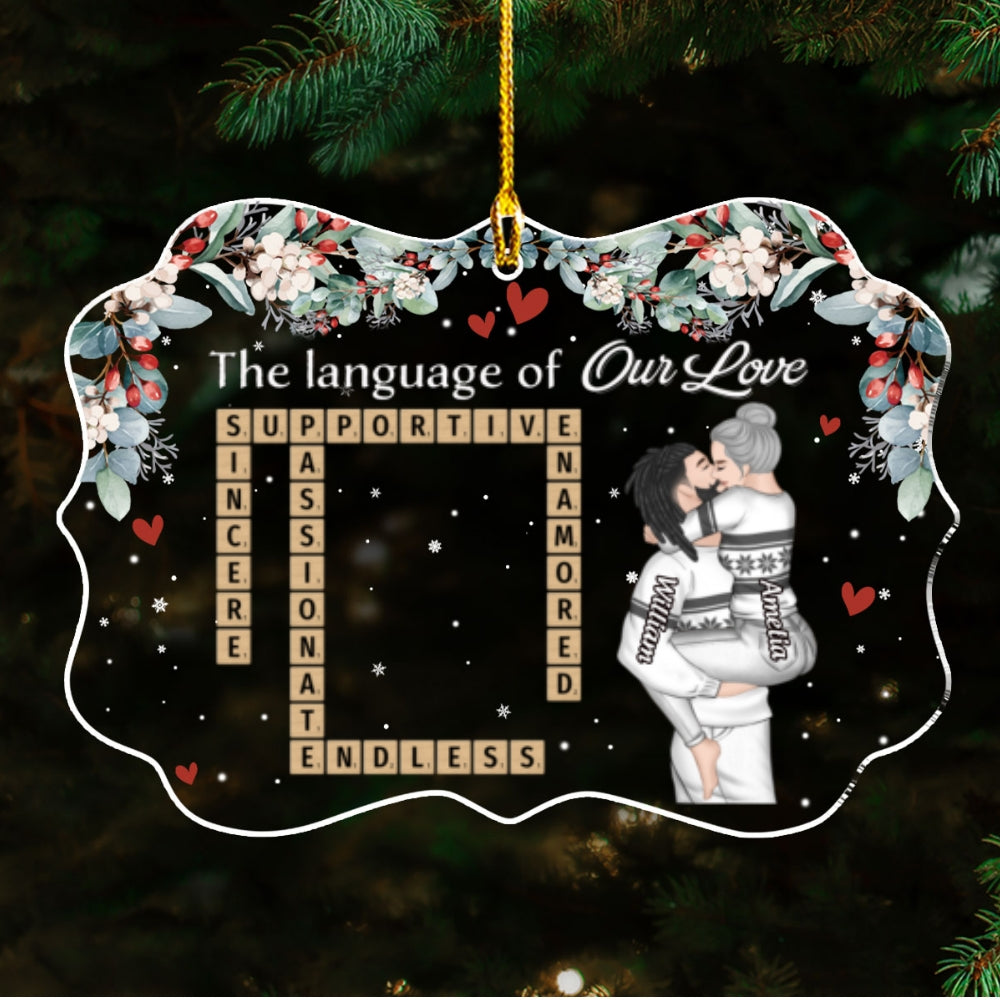 The Language Of Our Love - Personalized Custom Acrylic Ornament