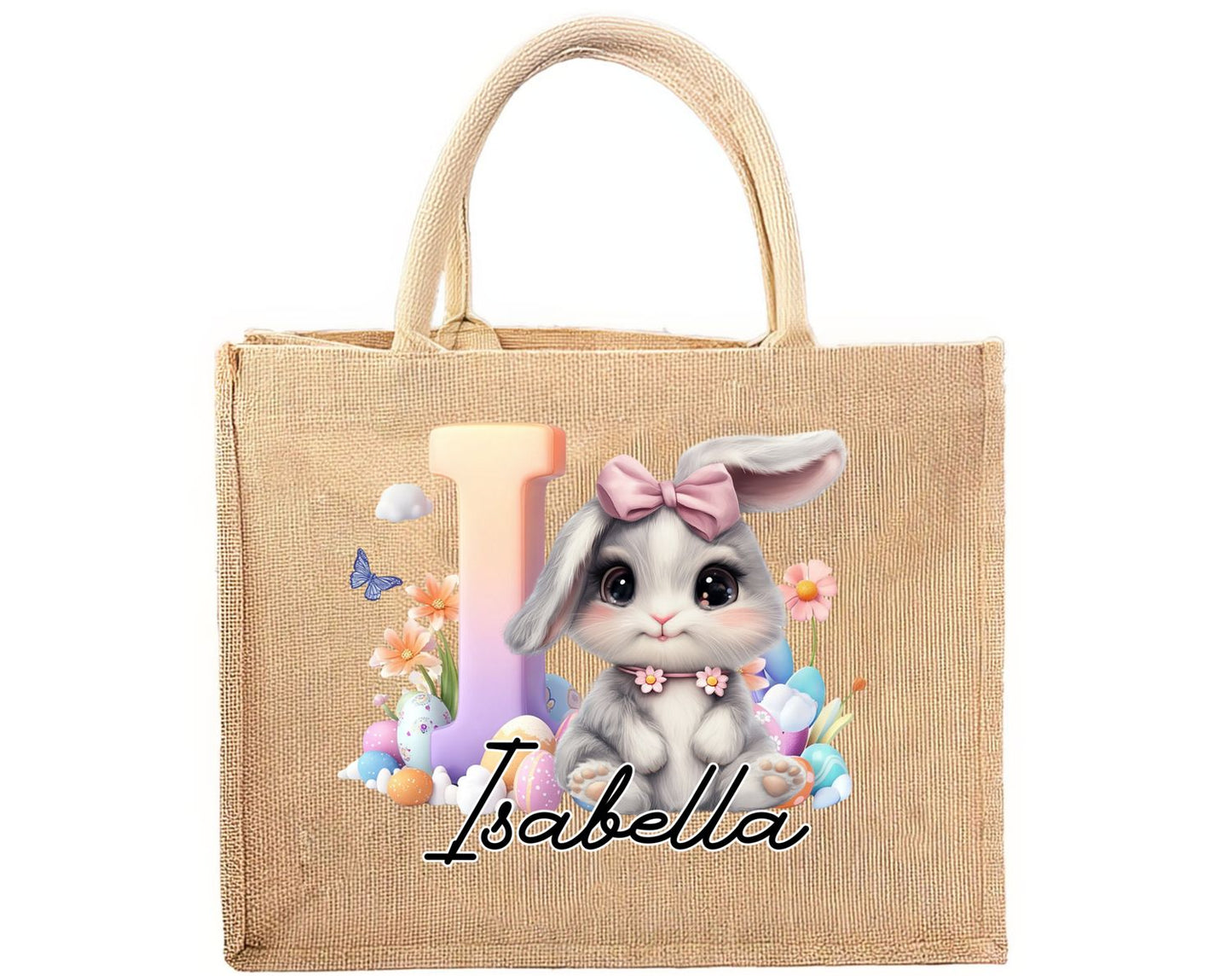 Lovely Bunnies - Personalized Custom Jute Tote Bag