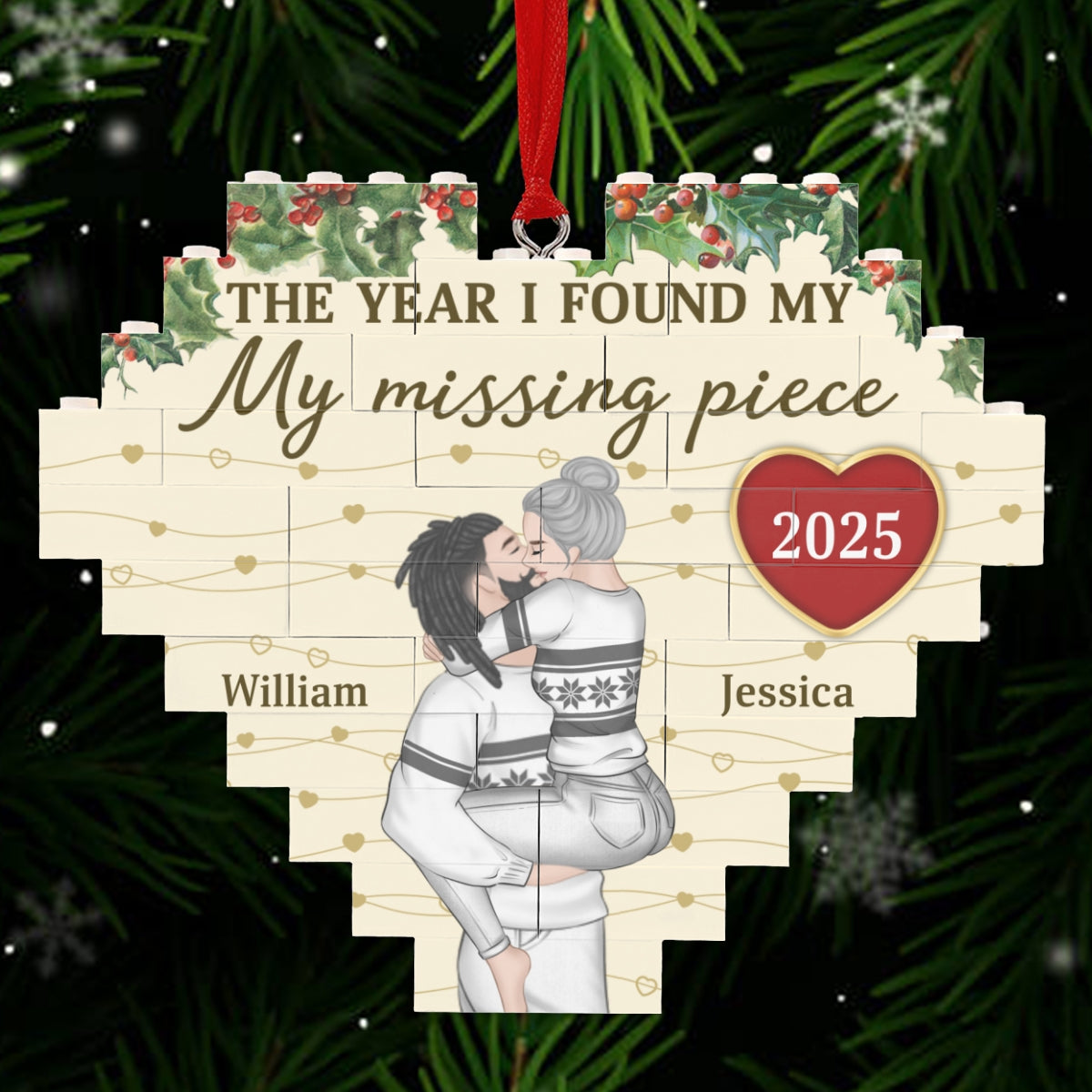 I Found My Missing Piece - Personalized Custom Heart Puzzle Ornament