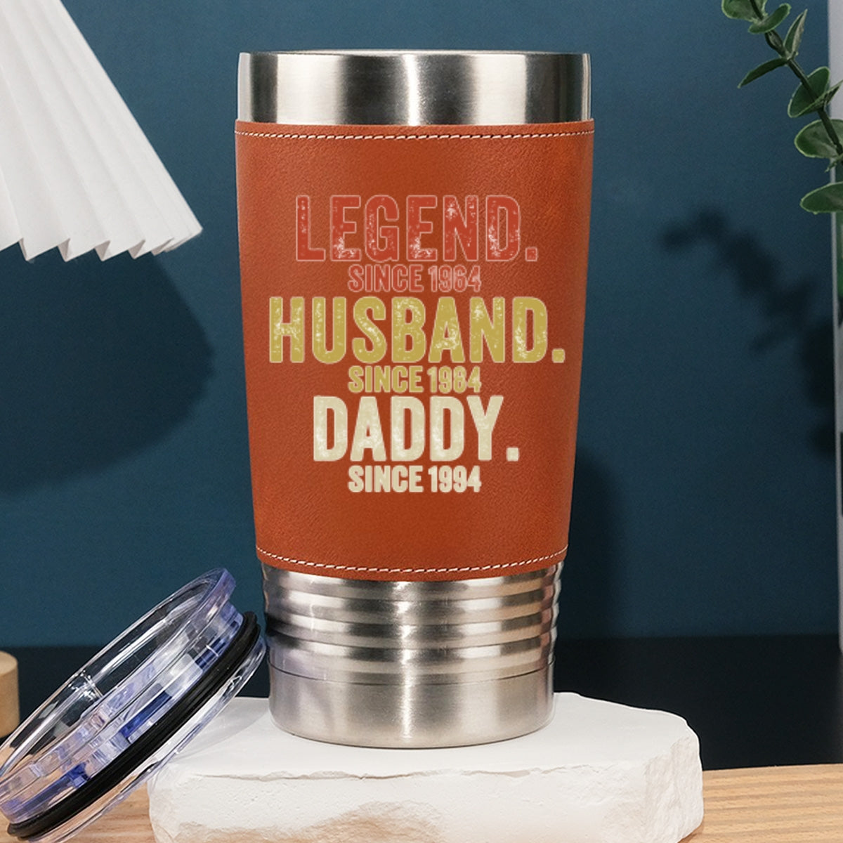Legend Husband Dad Papa - Personalized Custom Leather Tumbler