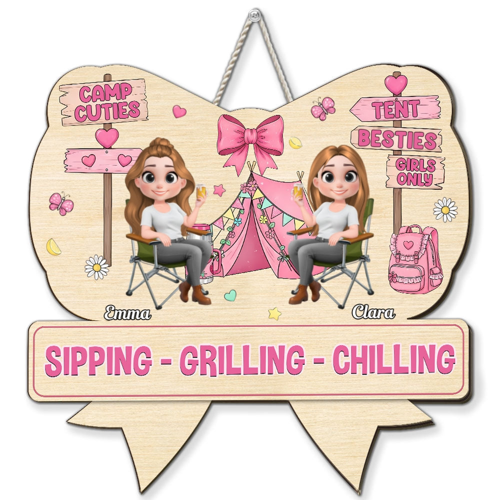 Girl Trip Camping - Personalized Custom Wood Sign