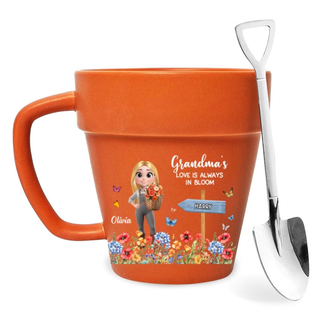 Garden Of Grandma Love Is Always In Bloom - Personalized Custom Plant Pot Mug