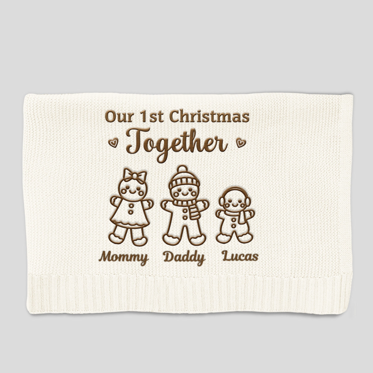 Our 1st Christmas Together - Personalized Custom Embroidered Knitted Baby Blanket