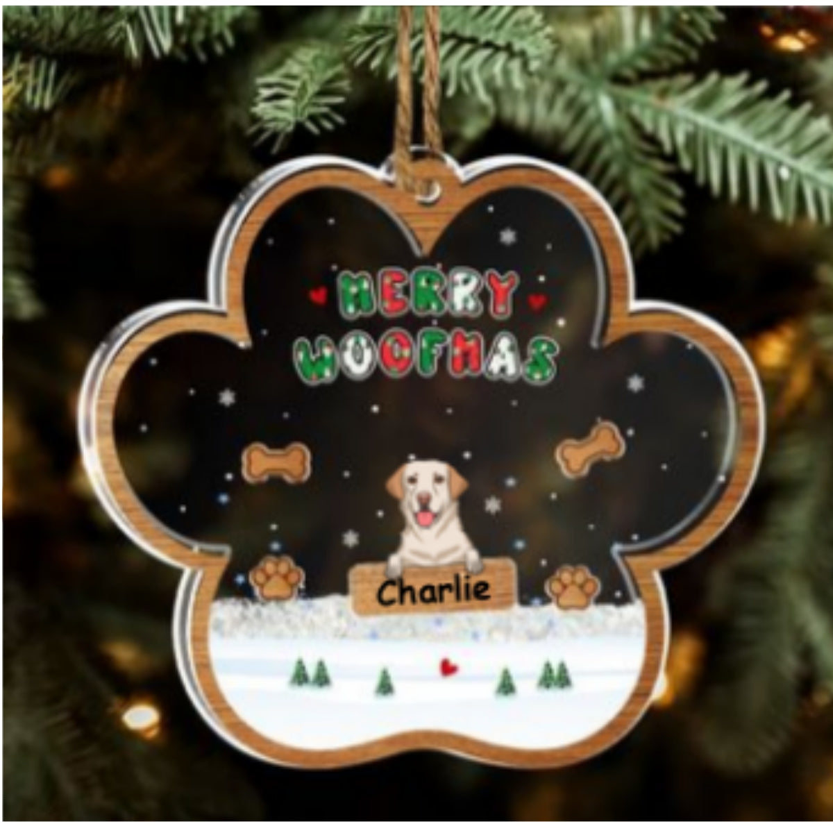 Woofmas Winter - Personalized Custom Acrylic Shaker Ornament