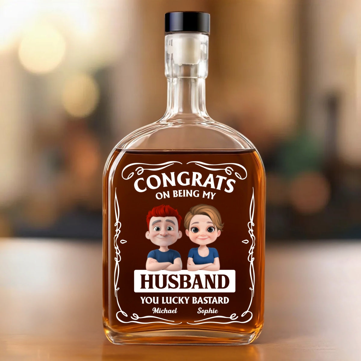 Congratulation Husband - Personalized Custom Spirits Decanter