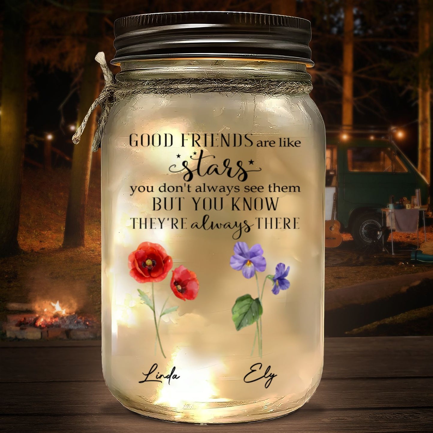 Friends Like Stars - Personalized Custom Mason Jar Light