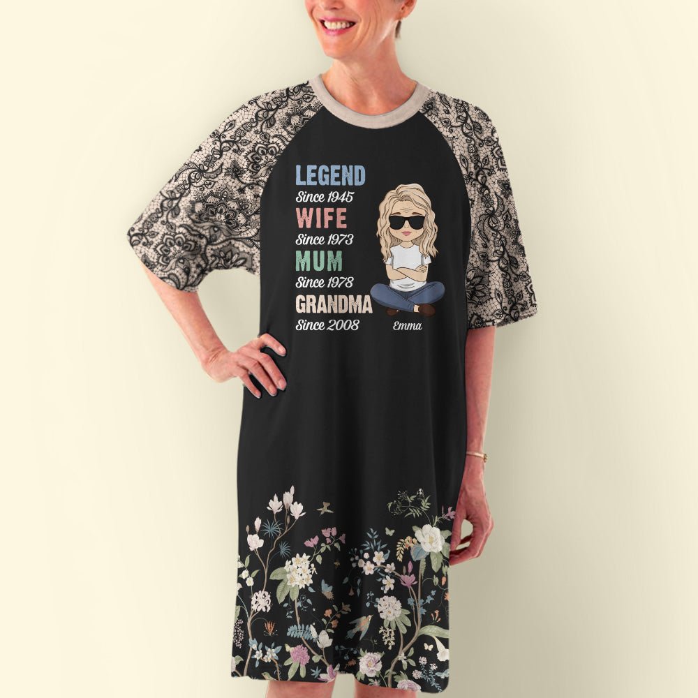 Floral Legend Grandma - Personalized Custom 3/4 Sleeve Dress
