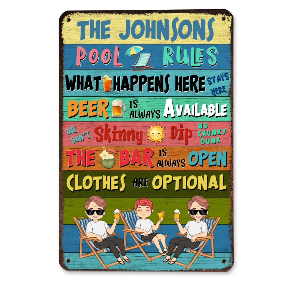 Swimming Pool Rules Stays Here - Personalized Custom Metal Sign
