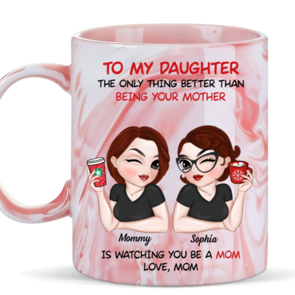 To My Daughter - Personalized Custom Pink Marble Mug