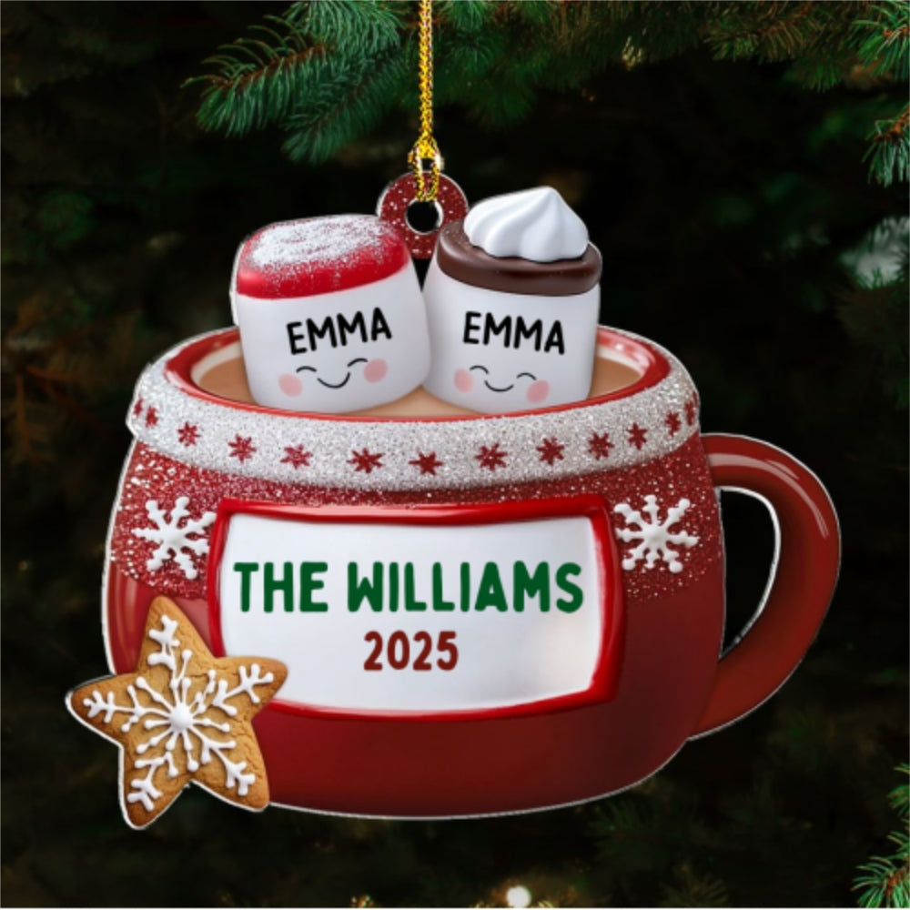 Cozy Cocoa With The Marshmallow Crew - Personalized Custom Acrylic Ornament