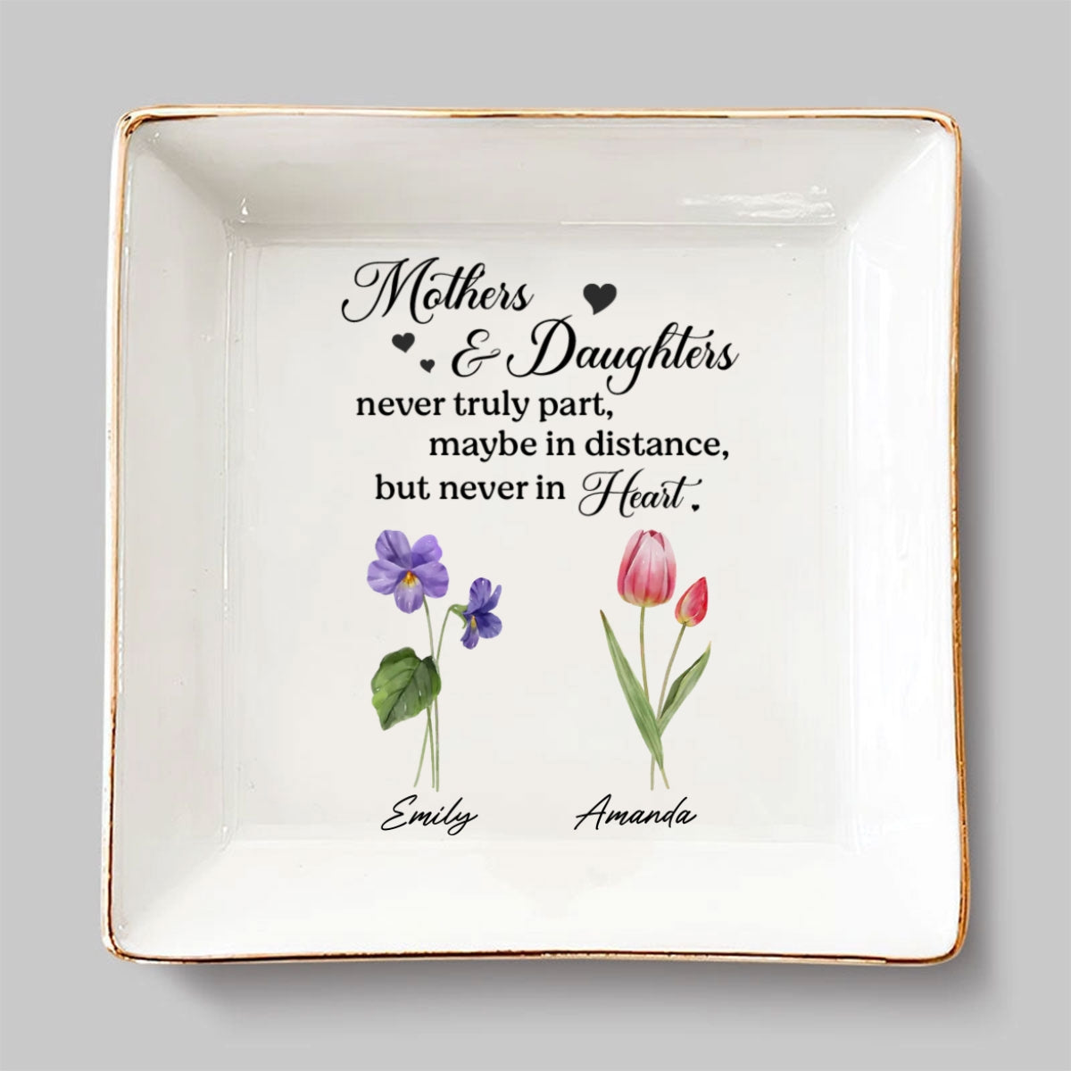 Mother And Daughter - Personalized Custom Jewelry Dish