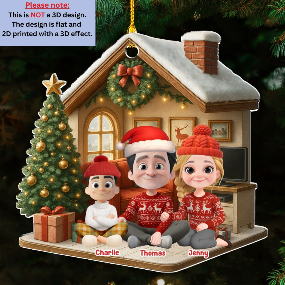 Under A Happy Roof - Personalized Custom 3D Effect Acrylic Ornament