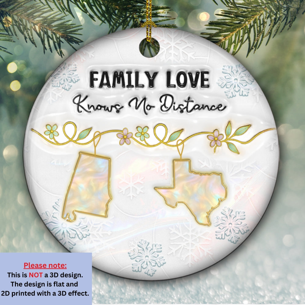 Family Love Knows No Distance Mother Of Pearl - Personalized Custom 3D Inflated Effect Ceramic Ornament