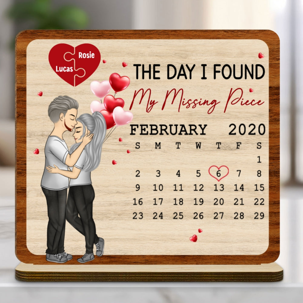 My Missing Piece - Personalized Custom 2-Layer Wood Plaque With Flat Base