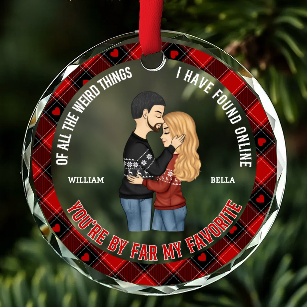 Couple You Are My Favorite By Far - Personalized Custom Glass Ornament