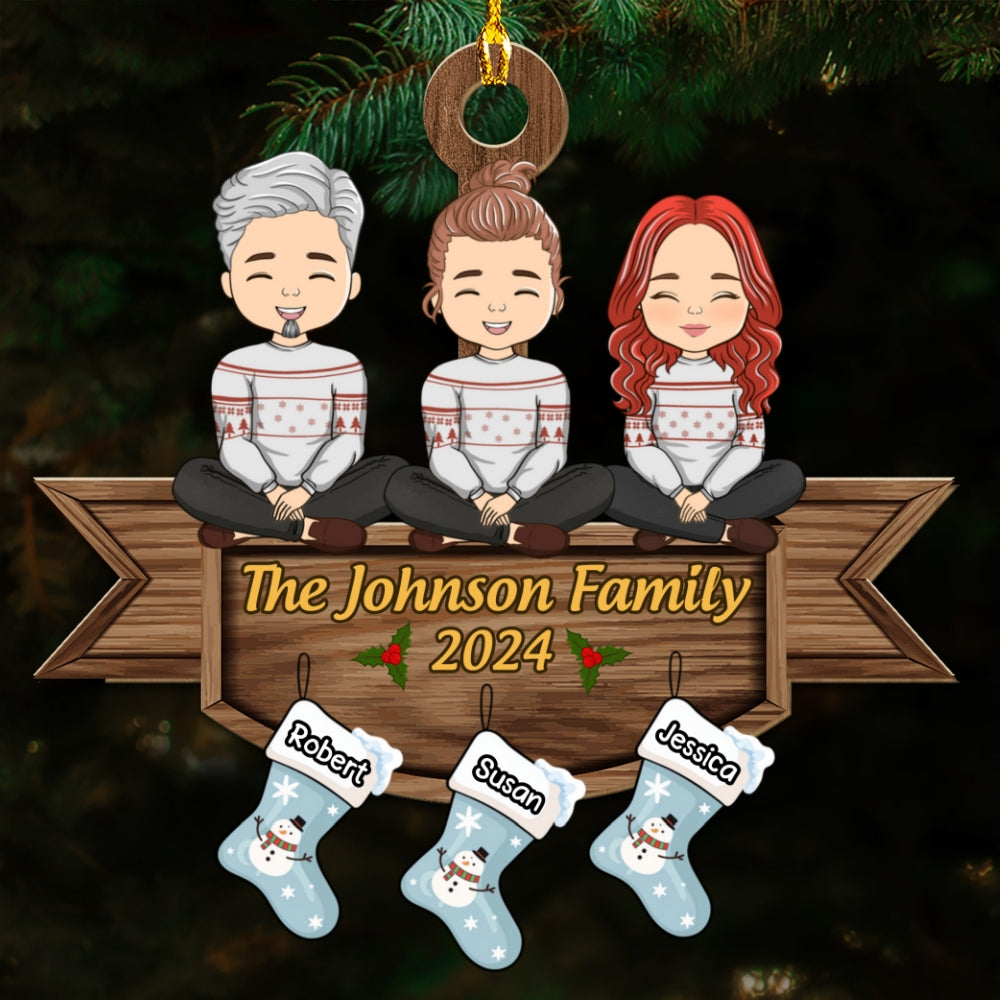 Family Together On Holiday - Personalized Custom Wood Ornament