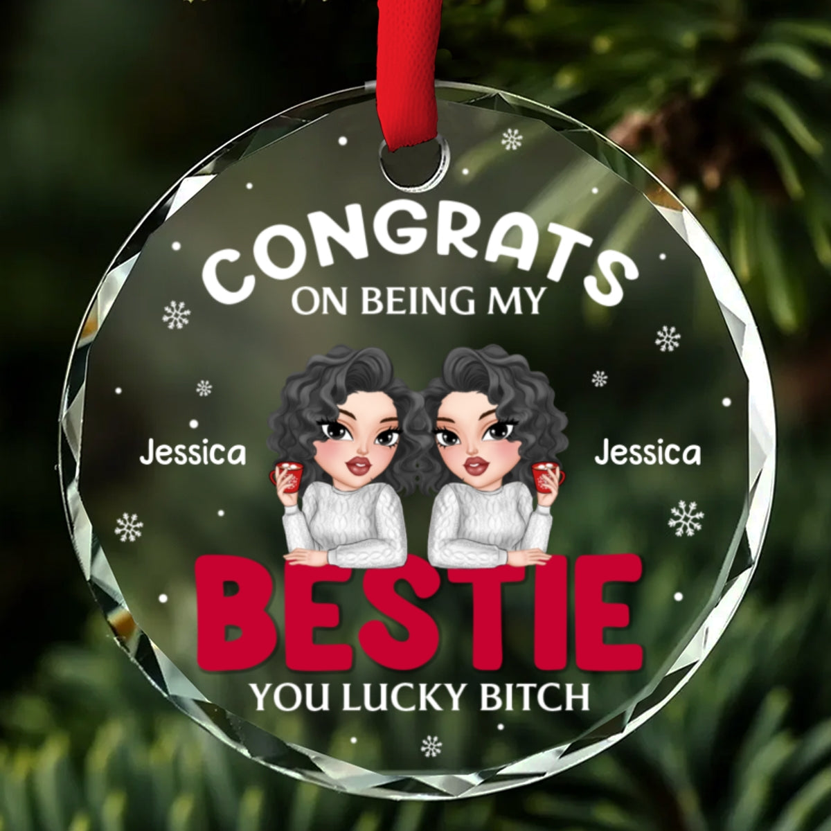 Congrats On Being My Bestie Merry Christmas - Personalized Custom Glass Ornament